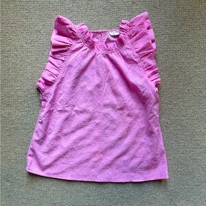 by the River Pink and White Textured Top with Ruffle Sleeves Size Small